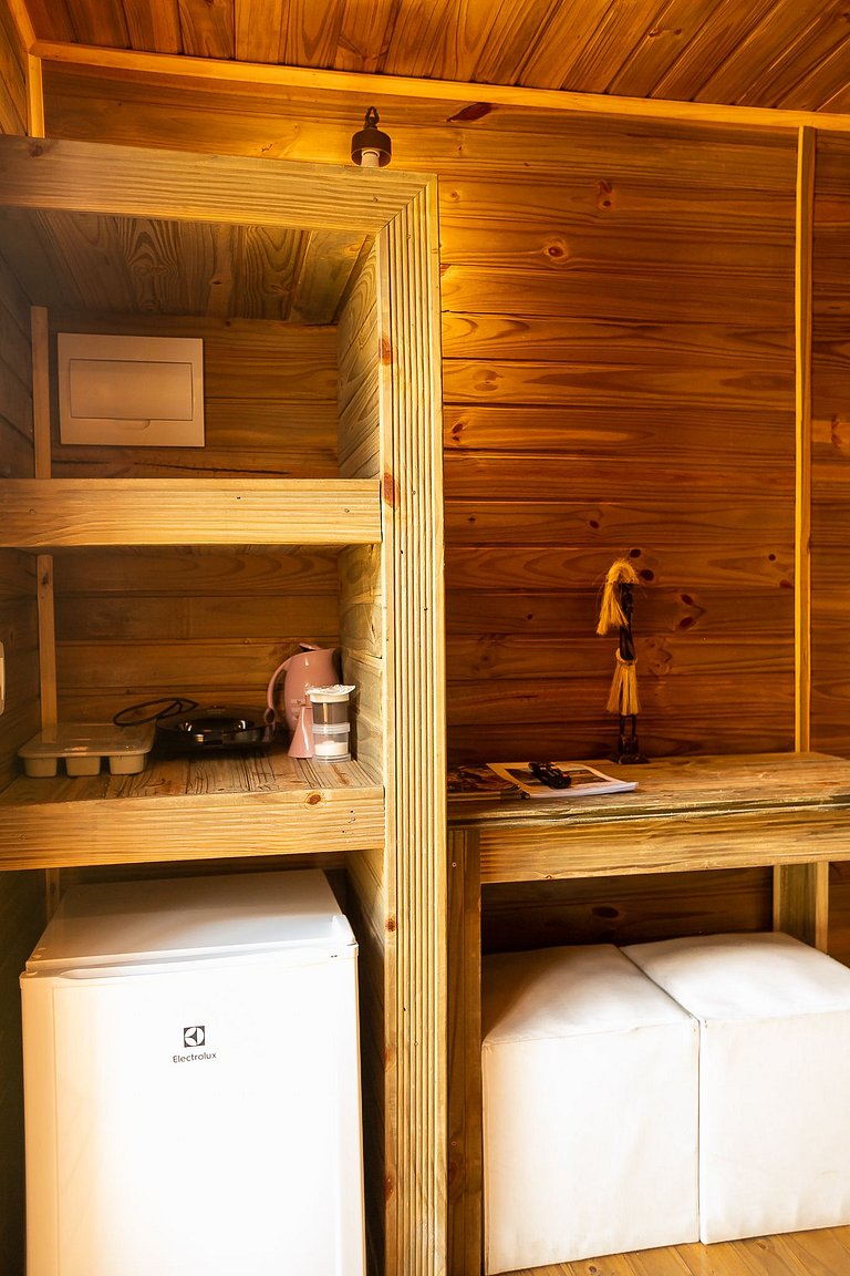 Cabana 1 - hidromassagem, lareira elétrica e vista