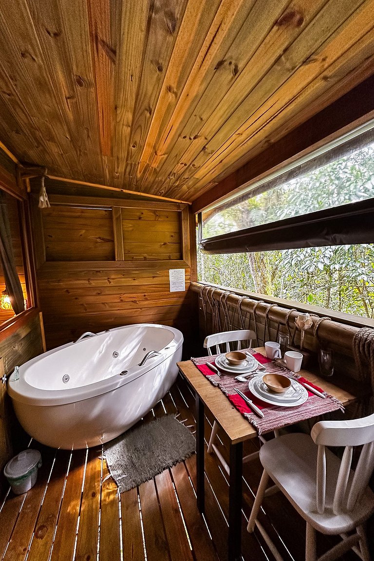 Cabana 1 - hidromassagem, lareira elétrica e vista