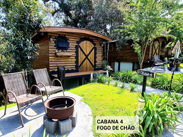 Cabana com hidromassagem no deck e linda vista para mata | T