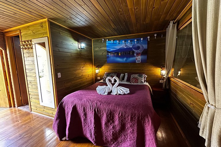 Cabana com hidromassagem no deck e linda vista para mata | T