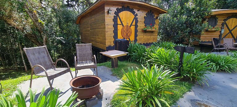 Cabana com hidromassagem interna e linda vista para mata | T