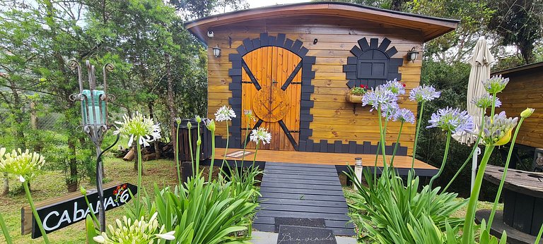 Cabana com hidromassagem interna e linda vista para mata | T