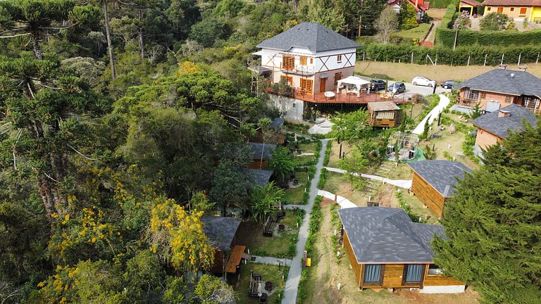 Cabana com hidromassagem interna e linda vista para mata | T